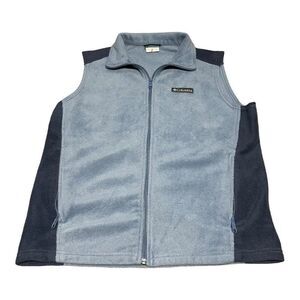 Columbia Blue and Black Men 2 Tone Blue Fleece Vest Size Medium Full Zip Pockets